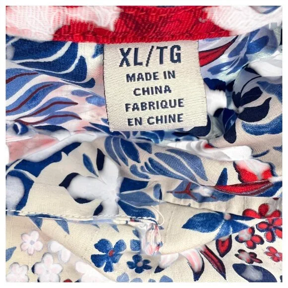 Tommy Bahama Shirt Mens XL 100% Silk Camp Hawaiian Floral Ref Blue White Button - Picture 7 of 9